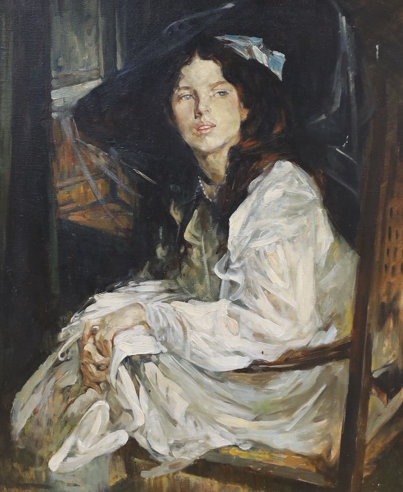 After James Jebusa Shannon, oil on canvas, Portrait of Majory Shannon, the artist's niece, 60 x 50cm